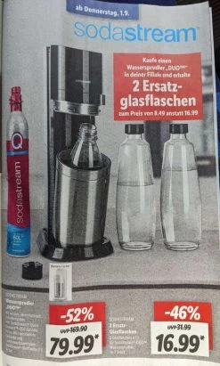 [Lidl] Sodastream Duo Mit Zylinder Und 3 Flaschen
