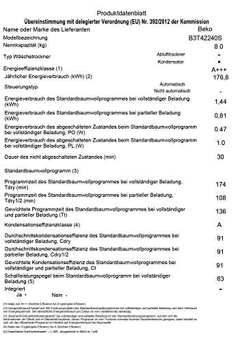 Beko B300 B3T42240S Wärmepumpentrockner Bestpreis Trockner Weiß / A+++ – Bild 8