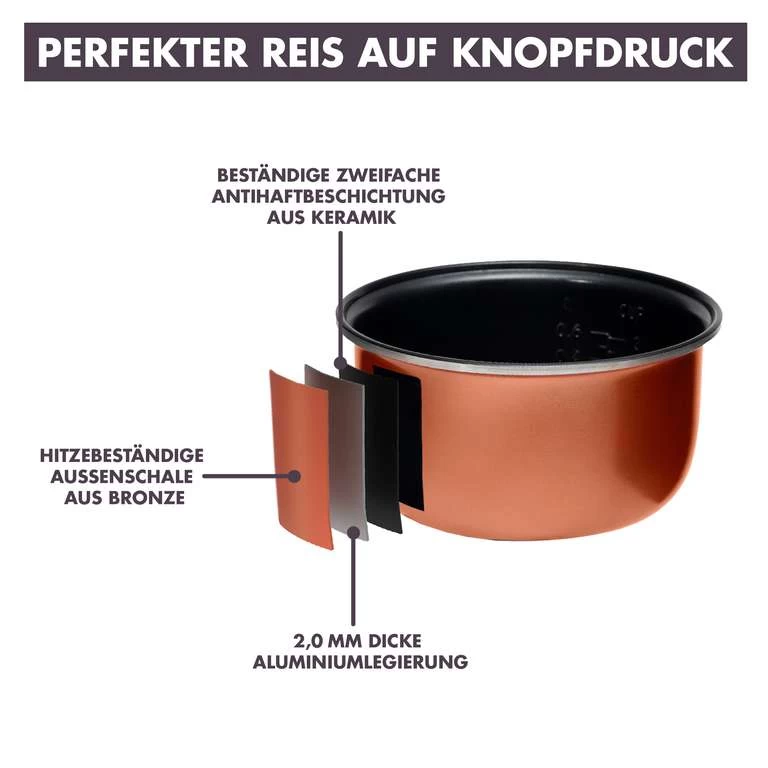 REISHUNGER | Basis Reiskocher Mit Keramik Innentopf (alle Farben) Für Nur 39,99€ + Bio Basmati Reis 600g + Jasmin Reis 600g + GRATIS Versand – Bild 7