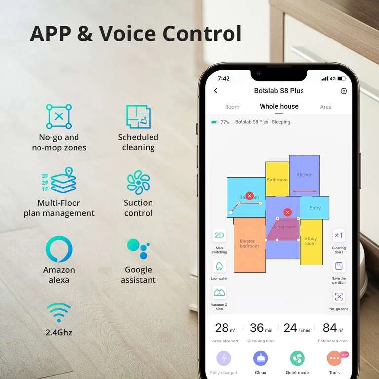 Botslab By 360 S8 Plus Roboter Saugroboter Staubsauger Mit Wischfunktion – Bild 3