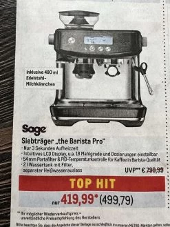 [Metro] SAGE Siebträger „The Barista Pro“