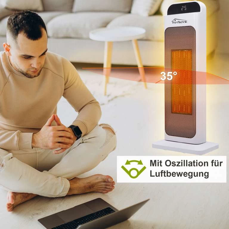 Keramik Heizlüfter Turmheizer Turbo PTC Heizgerät WIFI Keramikheizer Timer 2000W – Bild 3