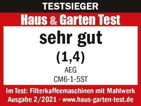 AEG CM6-1-5ST Gourmet 6 Filterkaffeemaschine (200g Bohnenbehälter, 10 Tassen, 1,25l, LCD-Display) – Bild 8