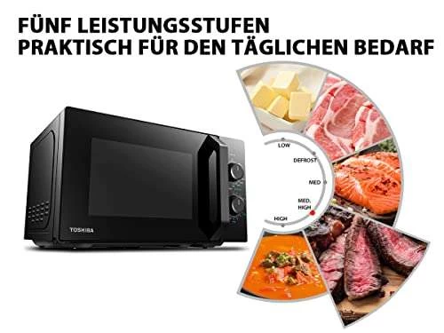 Toshiba MW2-MG20PF(BK)/GE Mikrowellenherd 800 W Mit Knuspriger Grill- & Kombigarfunktion, 5 Leistungsstufen, 1000 W Grillleistung (Mp) – Bild 3