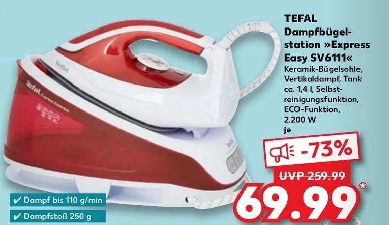 Tefal Express Essential SV6111 Dampfbügelstation Für 69,99€ Im Kaufland Ab 26.10.23