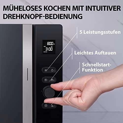 Toshiba MV-AM20T(BK) Mikrowell, Solo-Mikrowelle 20 L, 800 W, 5 Leistungsstufen 12 Automatikprogramm, Emaille Innenraum, PRIME – Bild 2