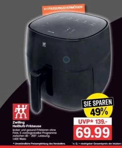 [Lokal] ZWILLING Air Fryer / Heißluftfritteuse, 4 L, 6 Programme, 1.400 Watt