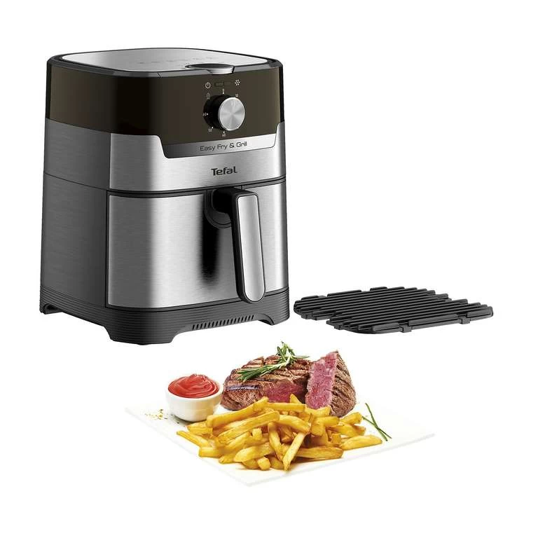 TEFAL EY501D Easy Fry & Grill Classic+ Heißluftfritteuse/Grill 1550 Watt Edelstahl/Schwarz – Bild 3