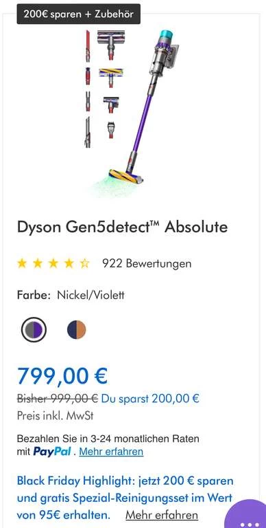 Dyson Black Friday (tägliche) Angebote! Corporate Benefits Möglich! + 10% Cashback & 20€ über TopCashback - Black Friday Preisgarantie! – Bild 5
