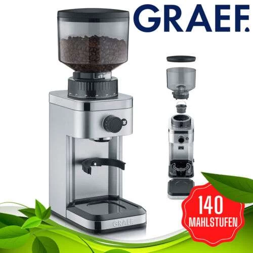 Graef Kaffeemühle Kegelmahlwerk, 140 Stufen 300g Bohnenbehälter