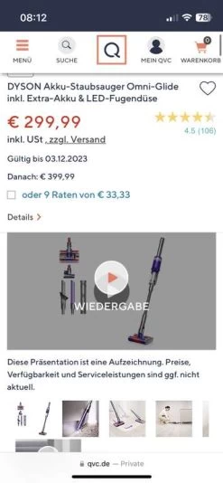 Dyson Omni Glide Mit Extra Akku Und Fugendüse Für 299,99