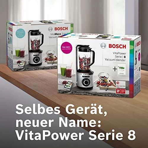 Bosch Vakuum-Standmixer VitaPower Serie 8 MMBV621M, 4 Automatikprogramme, Vakuum-ToGo Flasche, 37,000 U/min, 1000 W, Silber – Bild 5