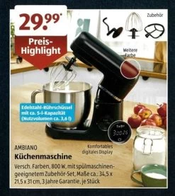 [Lokal Stuttgart] Aldi Ambiano Küchenmaschine (800W) Mit Zubehör