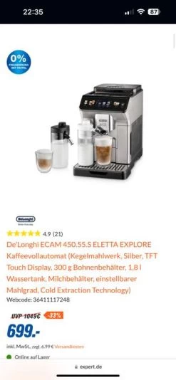 De Longhi ECAM450.55 S Eletta Explore