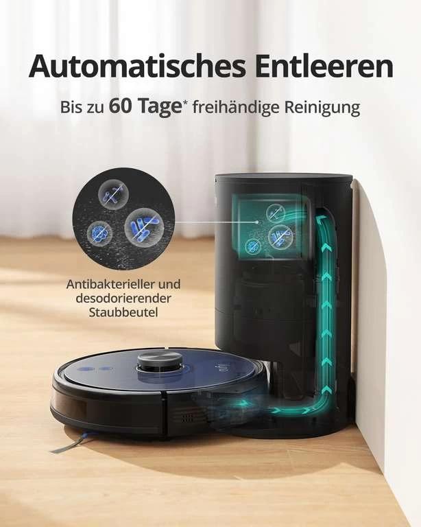 Eufy RoboVac L35 Hybrid+ Saug-/Wischroboter Mit Absaugstation (3200Pa, LDS-Kartografie, 200/200ml, Bis 157min Akku, App, Alexa) – Bild 2