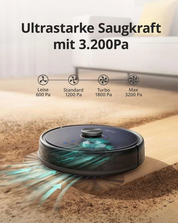 Eufy RoboVac L35 Hybrid+ Saug-/Wischroboter Mit Absaugstation (3200Pa, LDS-Kartografie, 200/200ml, Bis 157min Akku, App, Alexa) – Bild 4