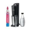[PRIME] SodaStream Wassersprudler Crystal 3.0 Quick-Connect CO2-Zylinder Und 1x Glaskaraffen, Silber, Schwarz/Titan, 45 Cm