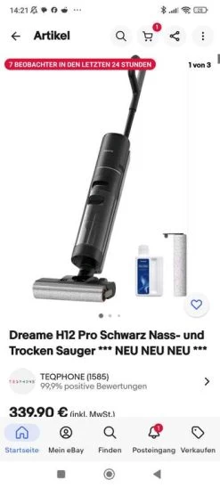 Dreame H12 Pro Schwarz Nass- Und Trocken Sauger
