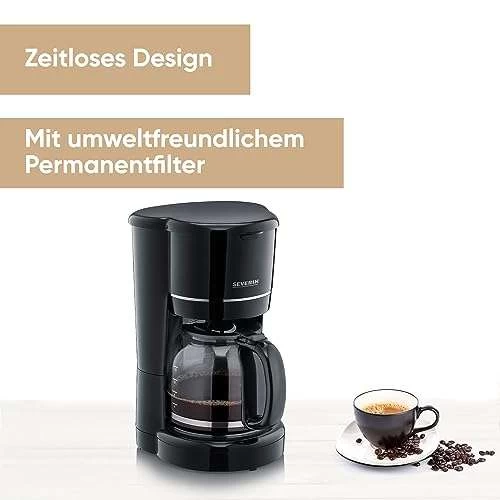 (Prime) SEVERIN Filterkaffeemaschine Mit Glaskanne KA 4320, 900 W, Bis Zu 10 Tassen (1,25 L), Permanentfilter, Schwarz – Bild 2