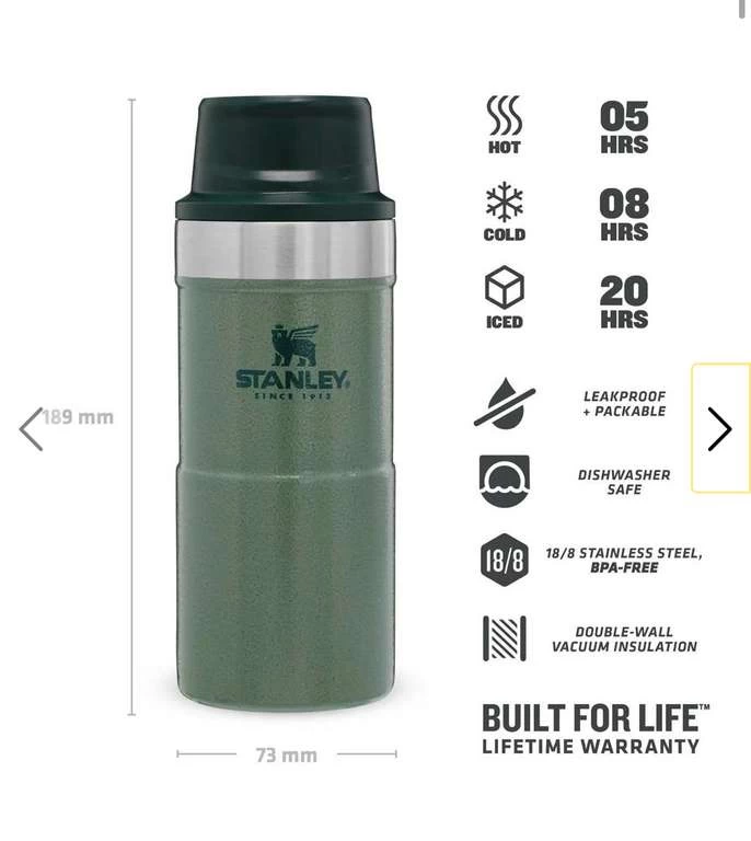 Stanley Classic Trigger Action Travel Mug 0,35 L - Hammertone Green | Thermoskanne | Lebenslange Garantie | Coffee To Go – Bild 2